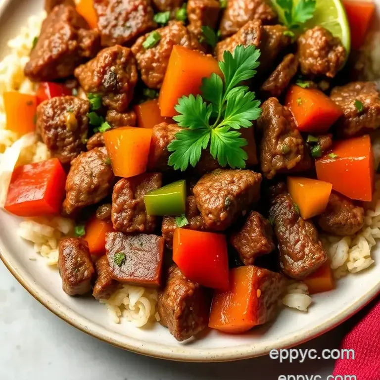 Sautéed Meat Discada with Bold Flavors presentation