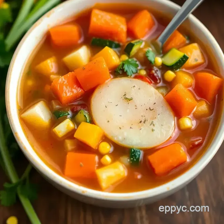 Sautéed Vegetable Soup with Fresh Indiana Veggies presentation