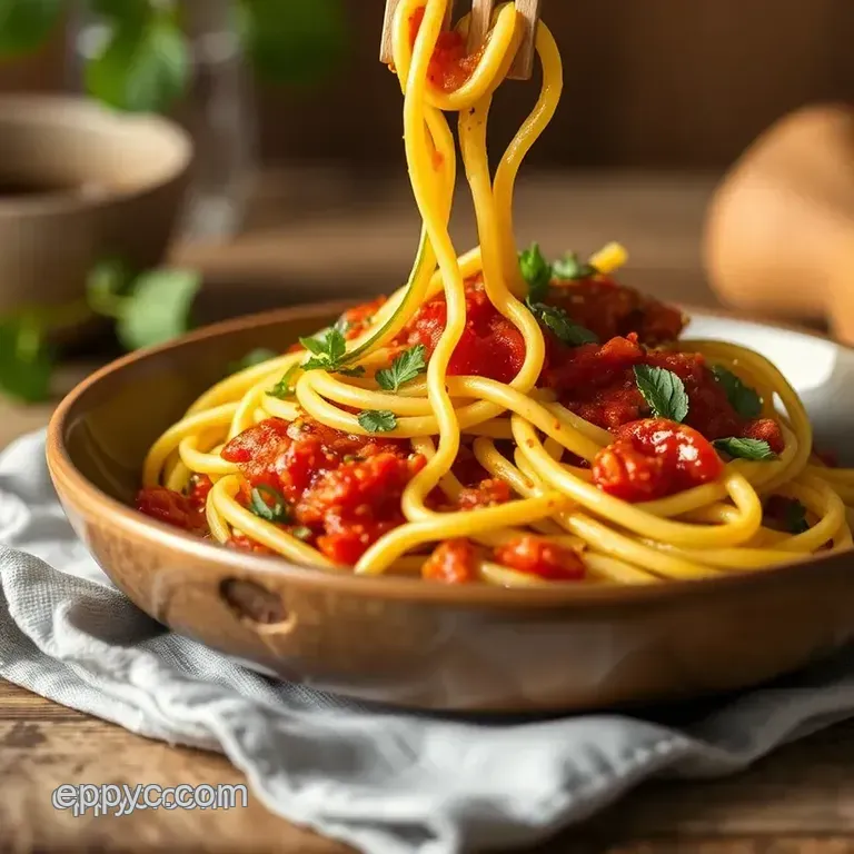 Sautéed Zucchini Noodles with Quick Marinara presentation