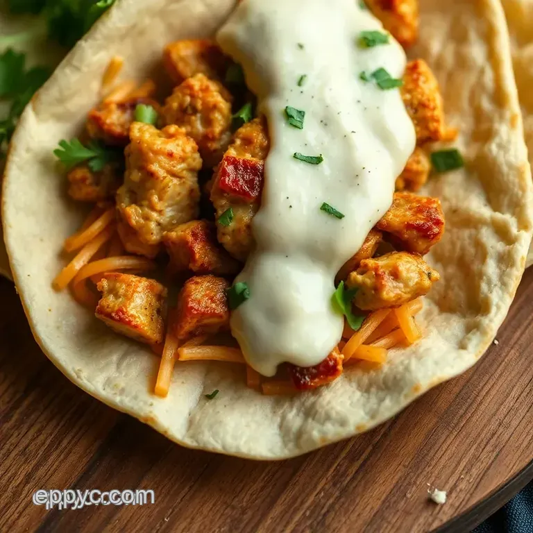 Savory Chicken Shawarma Wraps with Garlic Tahini Sauce presentation