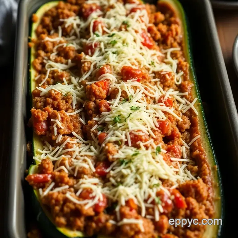 Savory Italian Stuffed Zucchini Boats presentation