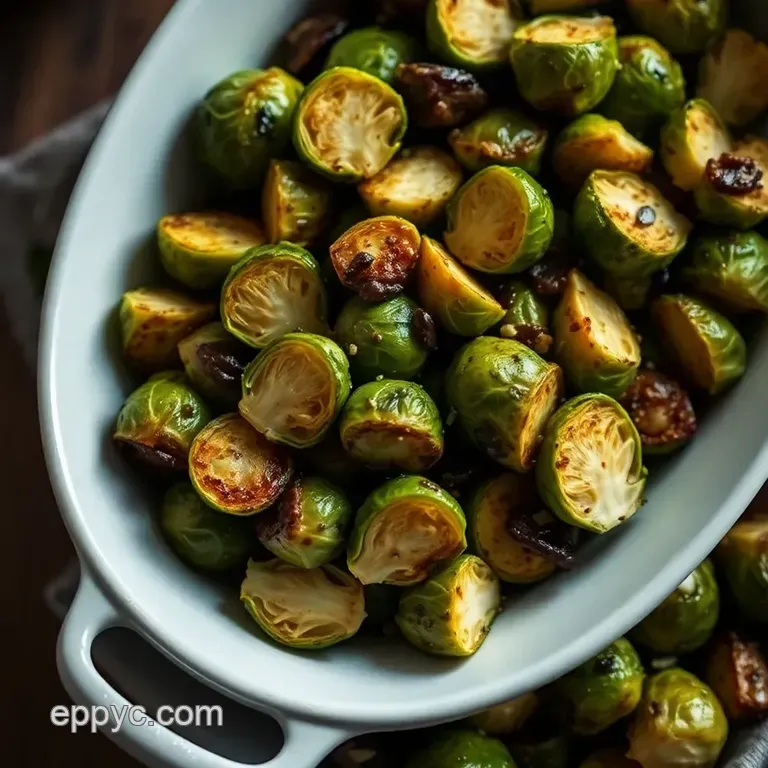 Savory Roasted Brussels Sprouts with Garlic and Balsamic Glaze presentation