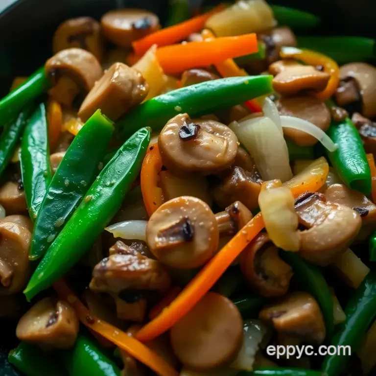 Savory Soy-Infused Mushroom Stir-Fry presentation