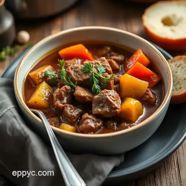 Simmered Beef Stew with Hearty Vegetables presentation