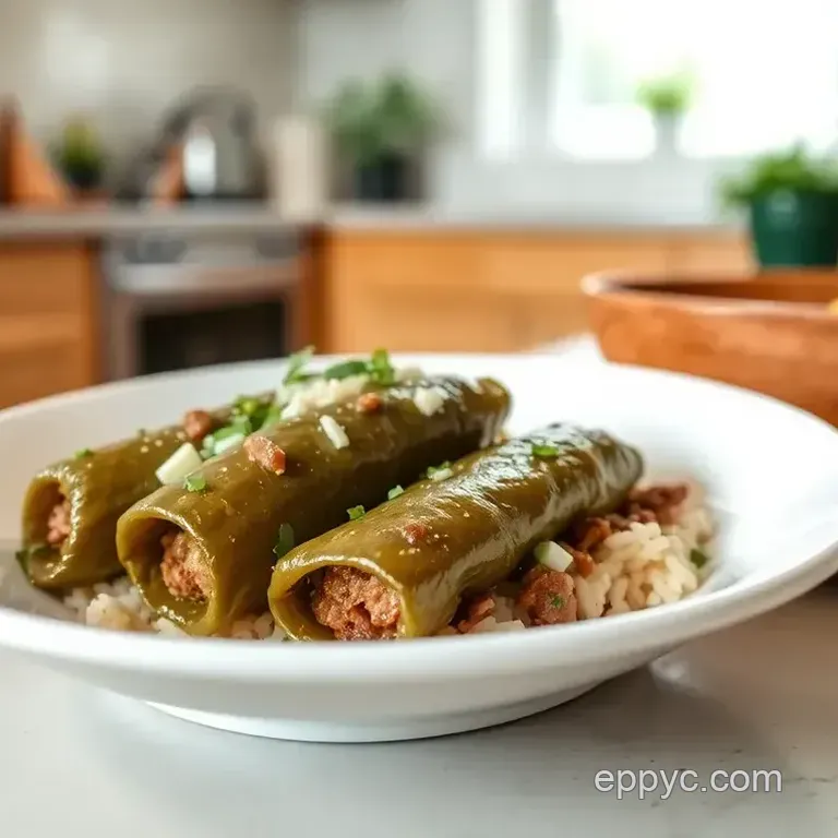 Simmered Grape Leaves with Rich Filling