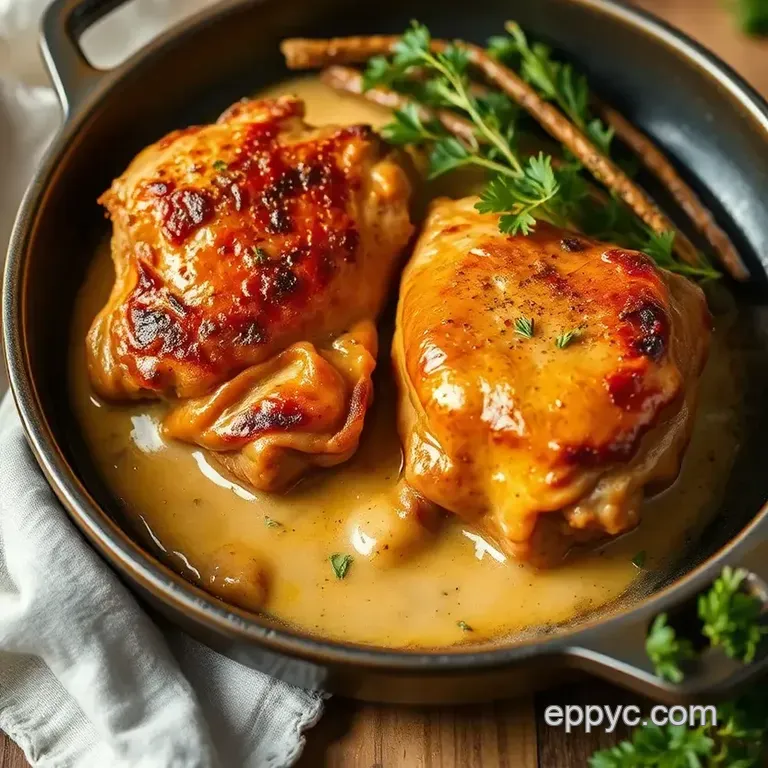 Slow-Baked Chicken Thighs Creamy Delight presentation