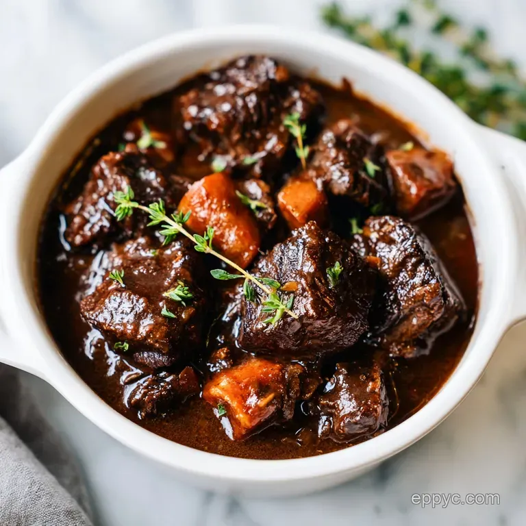 A perfectly plated mound of succulent beef tips and velvety gravy, garnished with fresh parsley, looks inviting.