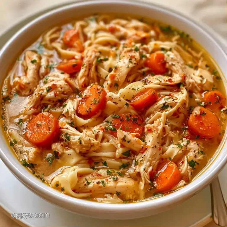 A deep white ceramic bowl of hearty soup topped with fresh parsley and cracked black pepper on a linen napkin.