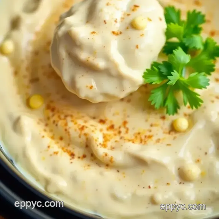 Slow Cooker Corn Dip with Tangy Tajín Flavor presentation