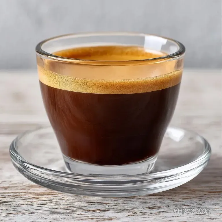 A clear glass mug of steaming dark coffee and frothy cream set on a wooden coaster beside a cinnamon stick.