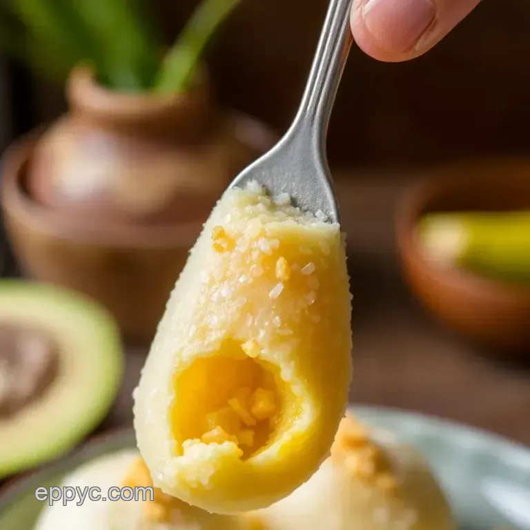 Steam Corn Bollo with Sweet Coconut Flavor presentation