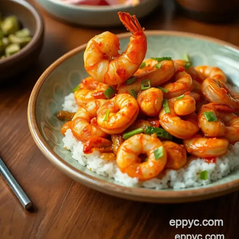 Sizzling Spicy Garlic Shrimp Stir-Fry presentation
