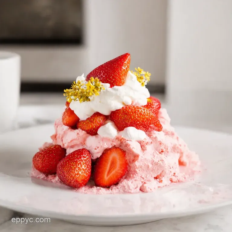 Strawberry Elderflower Eton Mess presentation