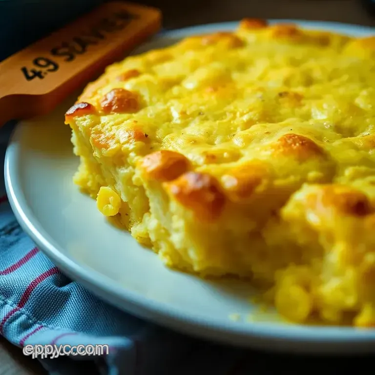 Sweet and Savory Easy Cornbread Casserole presentation