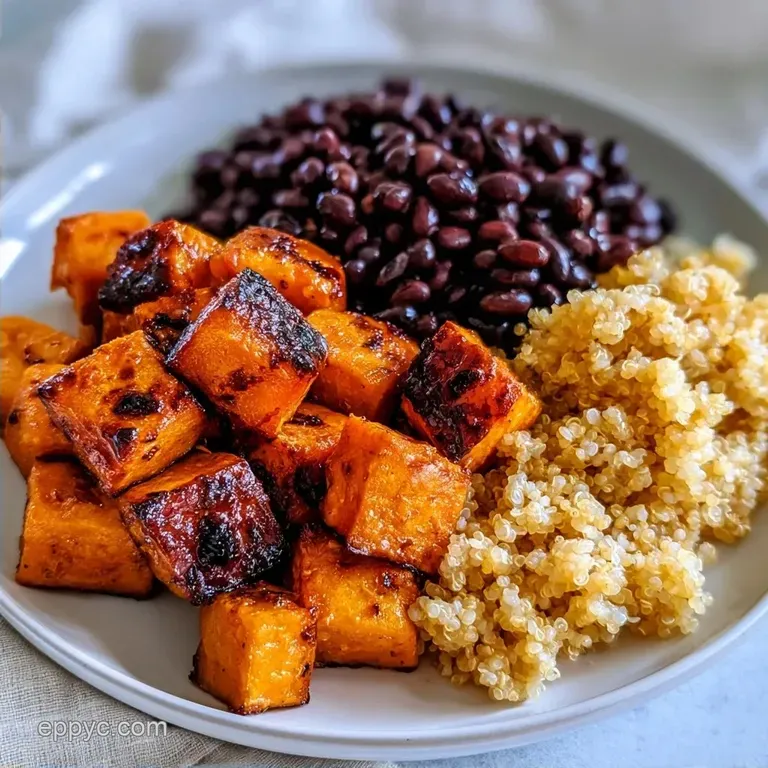 Black Bean Quinoa with Roasted Sweet Potato
