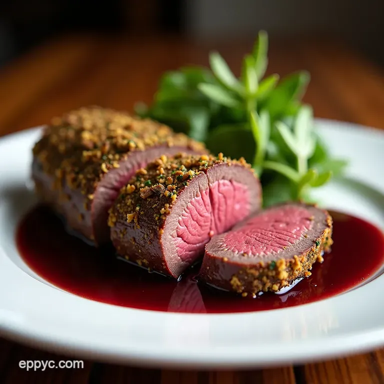 The Crown Jewel HerbCrusted Roasted Beef Tenderloin with Red Wine Jus