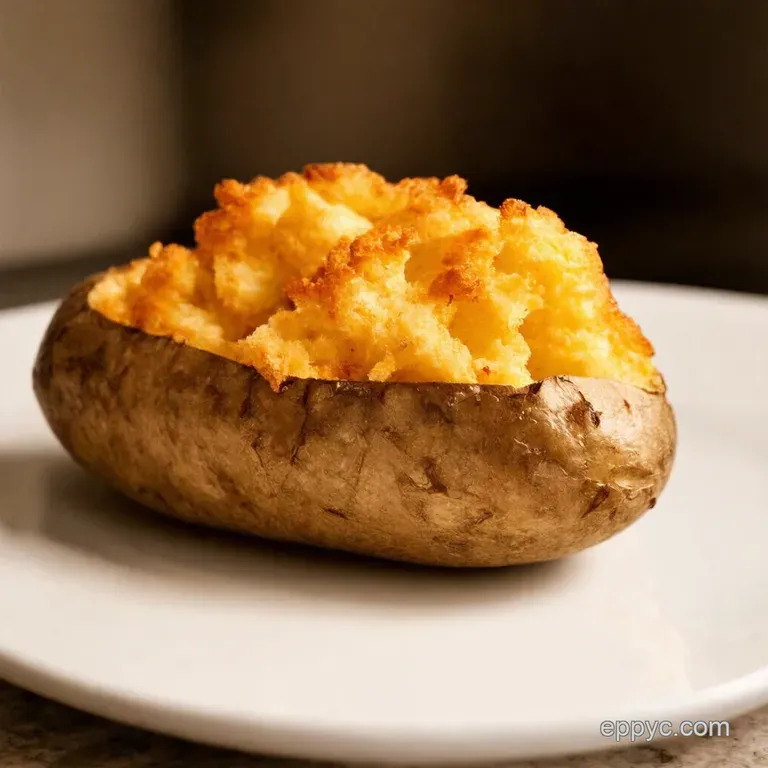 The Perfectly Baked Potato Fluffy Inside Crispy Skin presentation