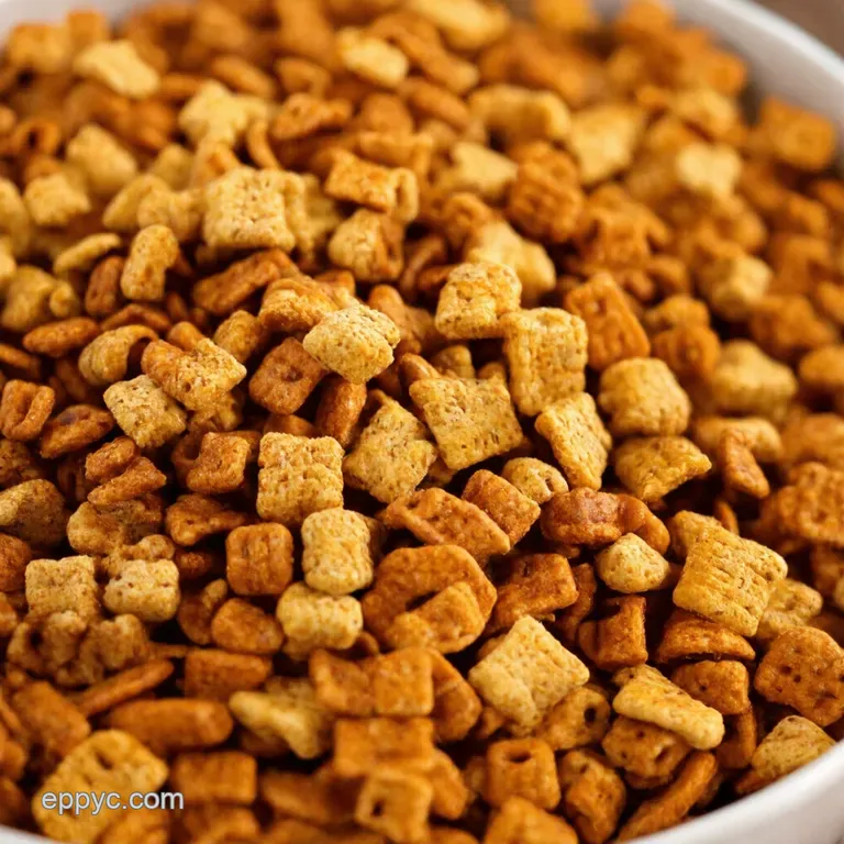 The Ultimate Homemade Chex Party Mix presentation