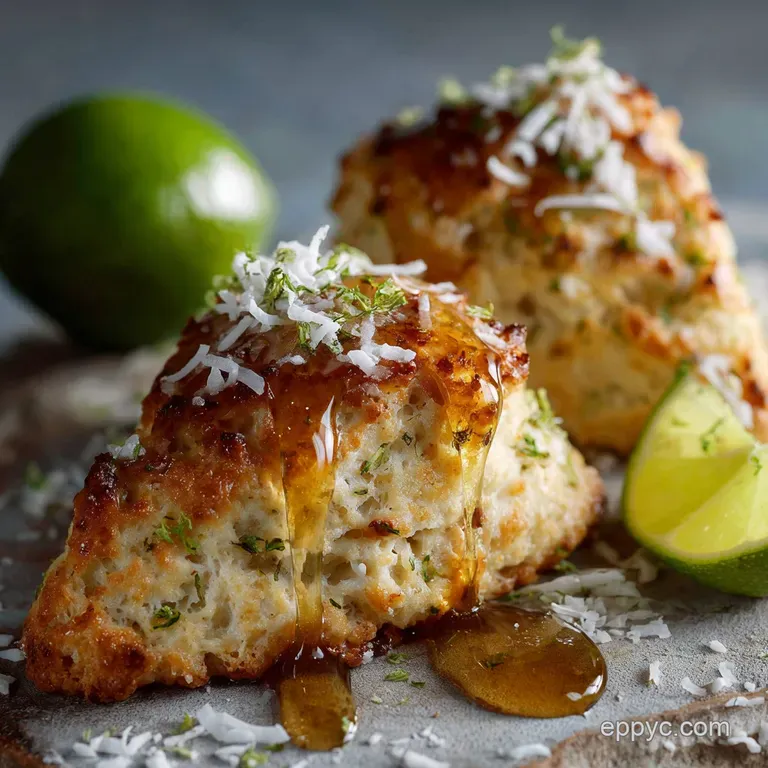 Toasted Coconut Lime Honey Scones: Sunshine in a Scone presentation
