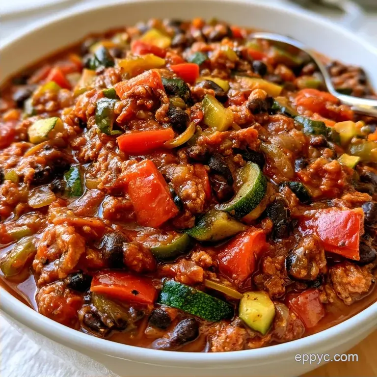 Turkey Black Bean Chili with Zucchini