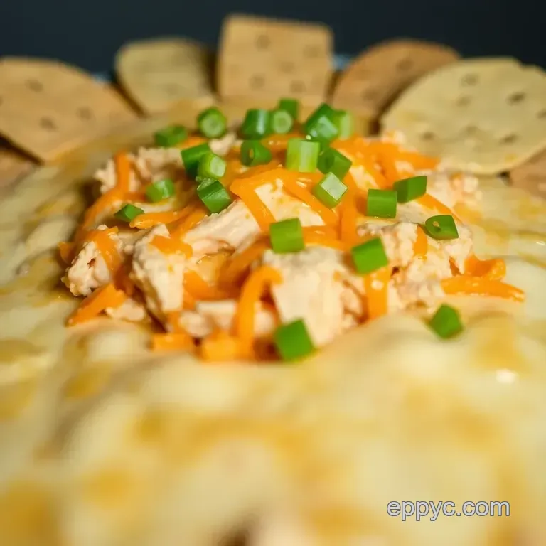 Ultimate Buffalo Chicken Wing Dip with Rotisserie Chicken presentation
