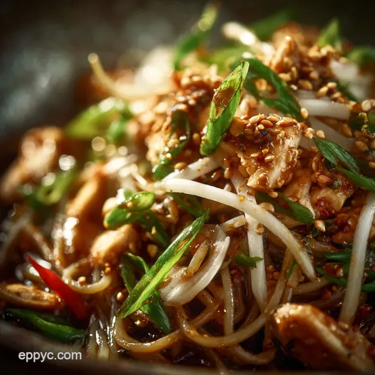 Chefs Quickfix Sichuan Sesame Noodle Dish with Crispy Chicken presentation