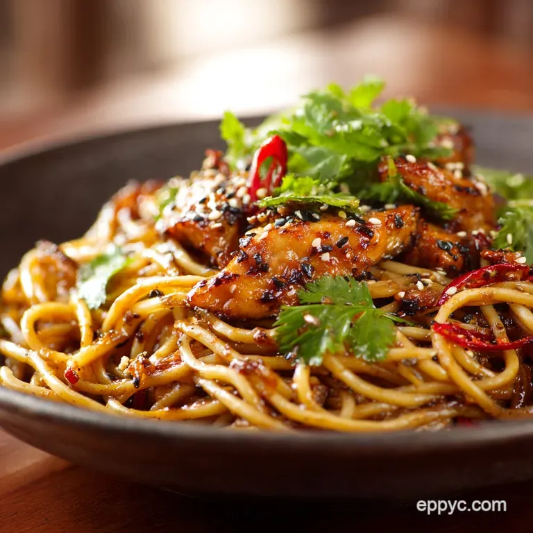 Chefs QuickFix Sichuan Sesame Noodle Dish with Crispy Chicken