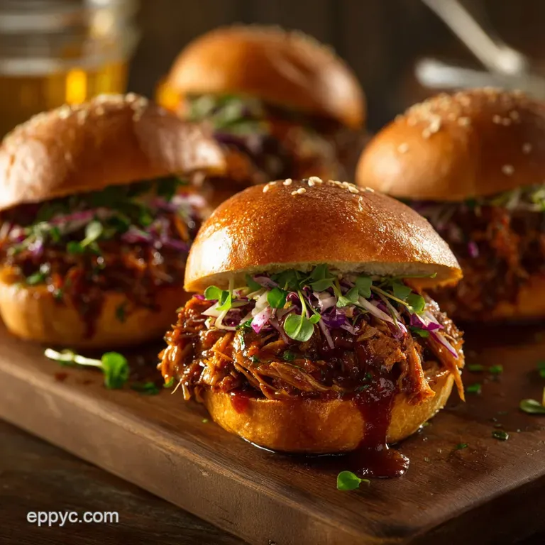 The Ultimate Sticky Savoury Bbq Pulled Pork Sliders presentation