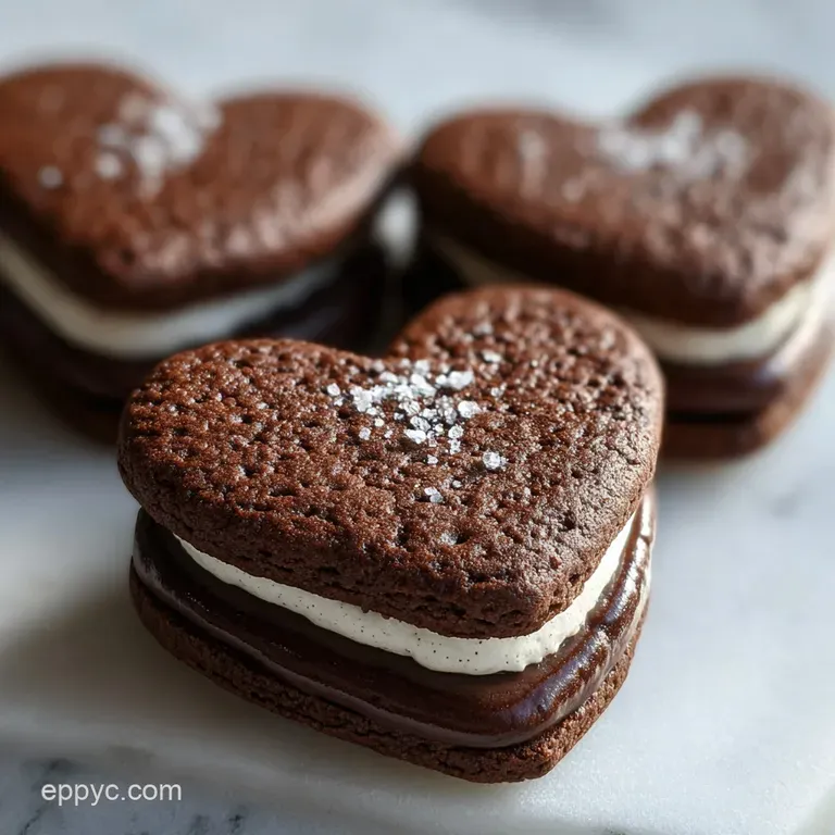 Elegant chocolate heart with a crisp, cracked shell, displayed on a white plate with soft light, revealing the smooth gana...