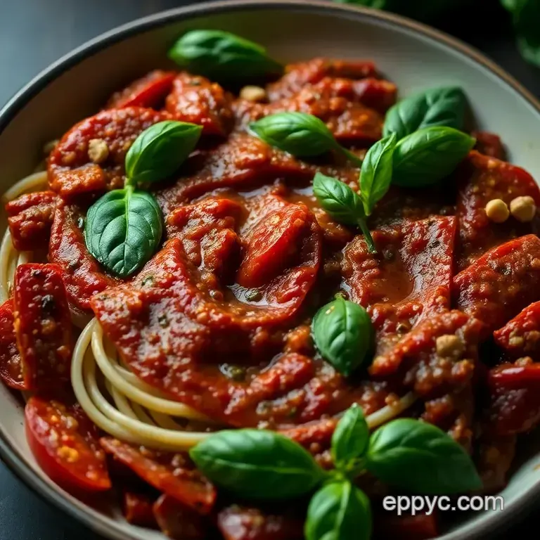 Vibrant Sun-Dried Tomato Pesto: a Tangy Twist on Classic Basil presentation