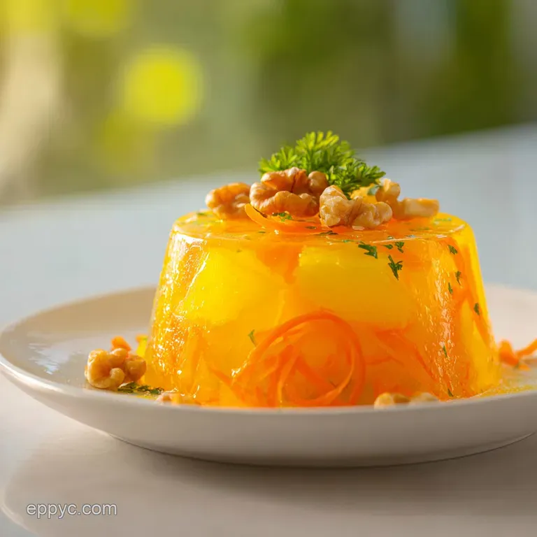 Fresh tropical fruit and mixed greens arranged artfully on a ceramic plate with a light, glossy citrus glaze.