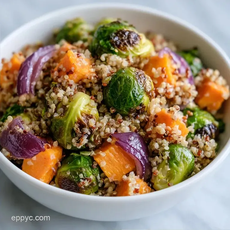 Warm Roasted Veggie Quinoa Bowl with Sweet Potato