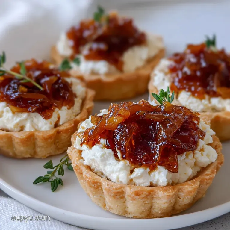 Goat Cheese Tartlets: Whipped Filling Caramelised Onion