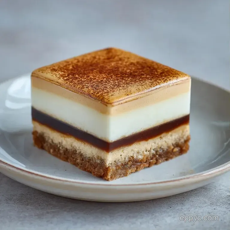 Elegant glass of layered coffee with a cloud-like foam topping and a sprinkle of dark cocoa on a marble surface.