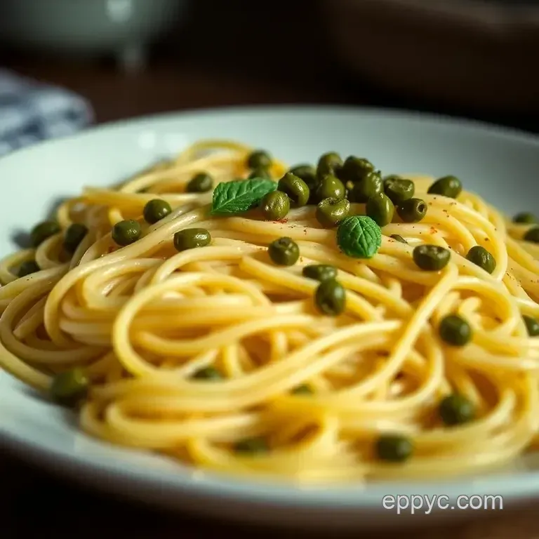 Zesty Capers & Herb Pasta presentation