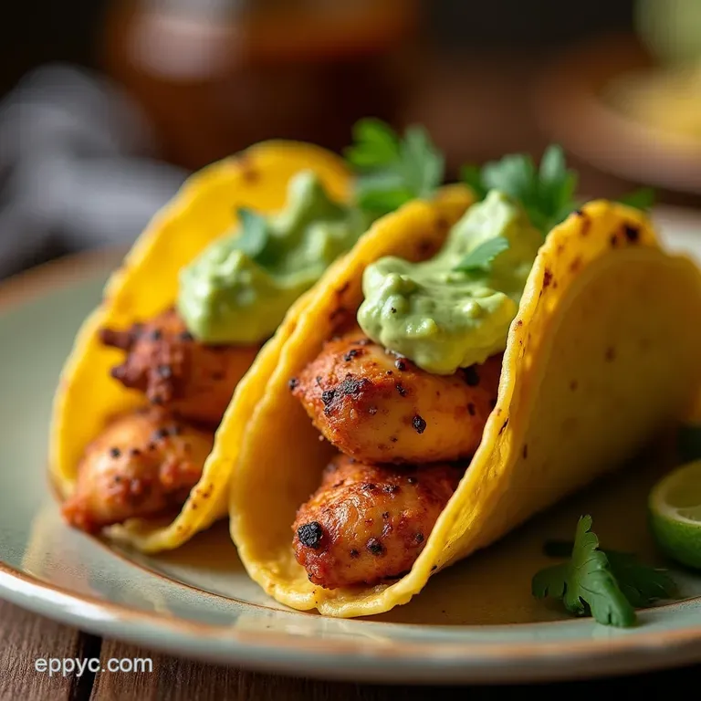 The Ultimate Zesty Lime Chipotle Chicken Tacos with Avocado Crema presentation