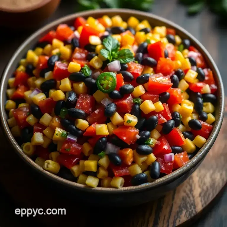 Zesty Corn and Black Bean Salsa presentation