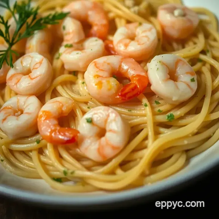 Zesty Shrimp and Lemon Pasta Delight presentation